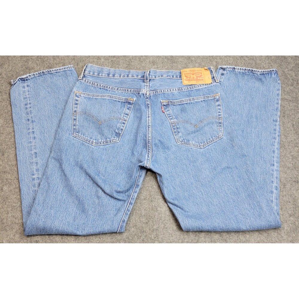 Levis 501 Jeans Mens 36x32 Blue Denim Red Tab Streetwear Button Fly Americana
